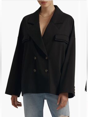 Favorite Daughter The Henry Double Breasted Jacket In Black